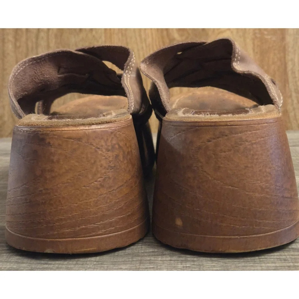 VTG Candies Y2K 90s Platform Chunky Heel Wooden Sandals Shoes Women's Size 10